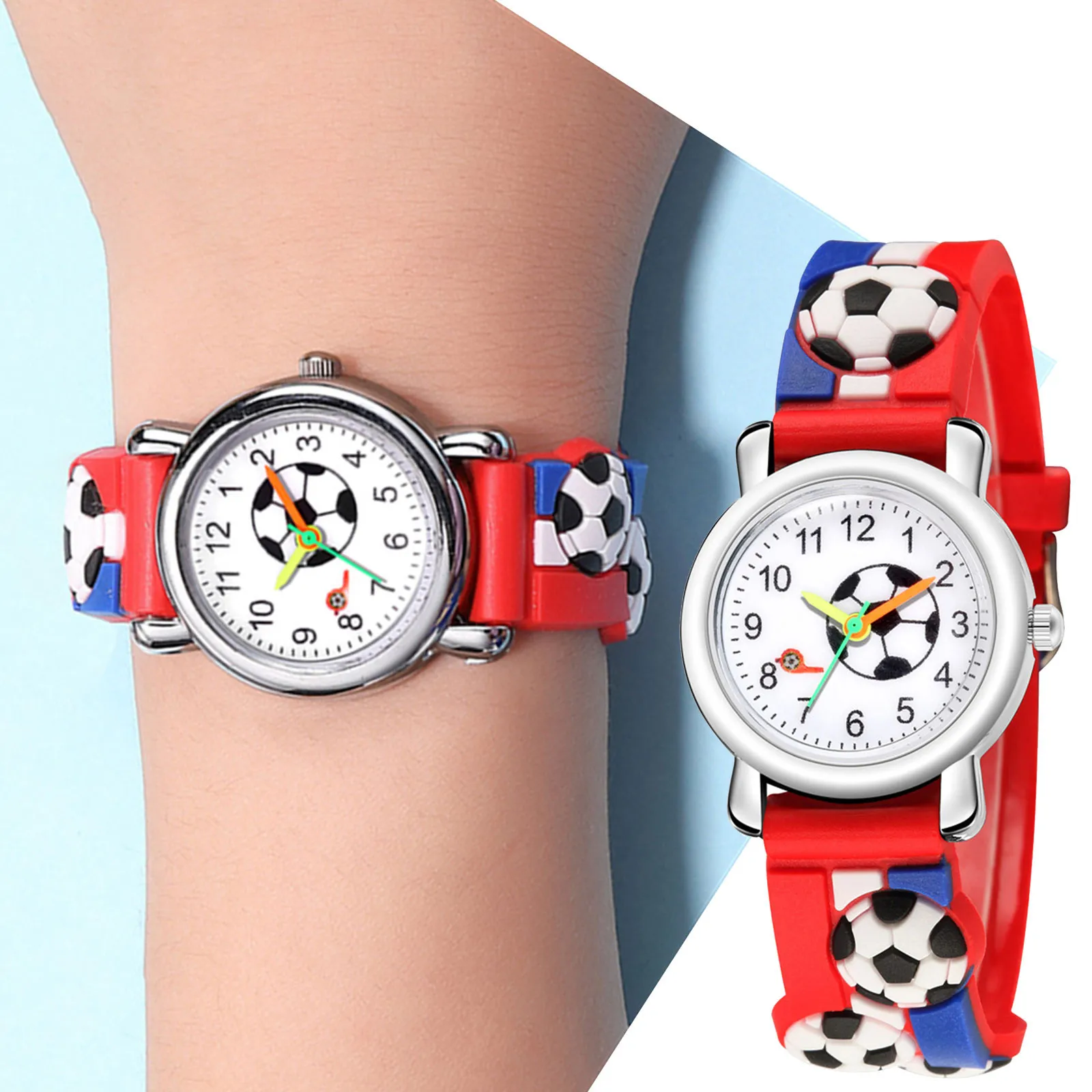 Cartoon Football Pattern Sports Watch para crianças, relógios de pulso digitais simples para estudantes, presentes meninos e meninas, moda