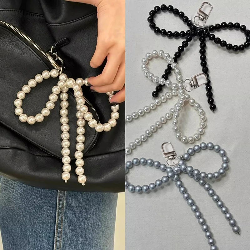 한국 스위트 진주 활 휴대폰 참 펜던트 키체인, 가방, 아이폰, 삼성 액세서리, 여성 소녀 스트랩, 랜야드 펜던트 장식 