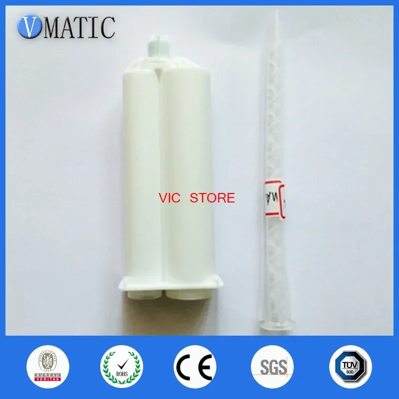 Free Shipping Glue Dispensing Plastic Cartridge 50 Ml / Cc 2:1 With Ma Static Mixer 6.3-21S For Caulking Gun