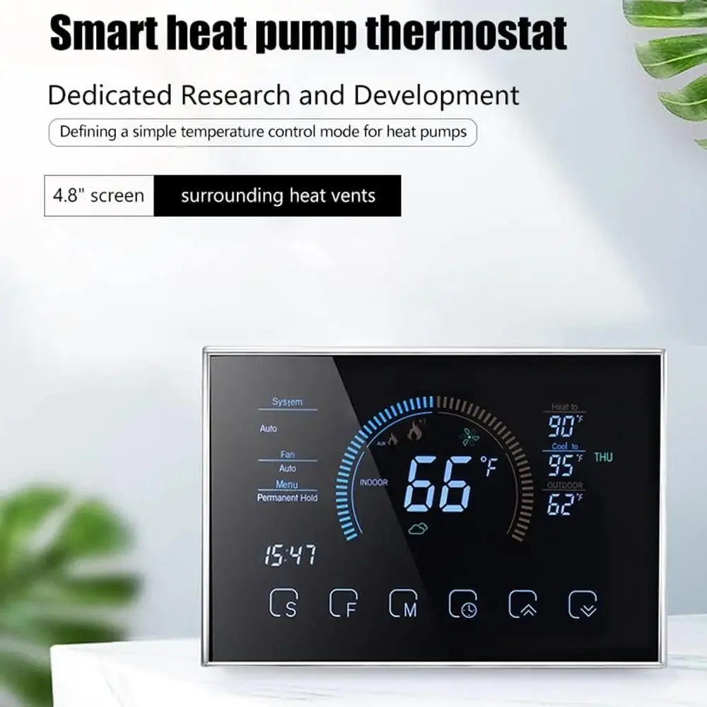 واي فاي مضخة الحرارة الذكية ترموستات للبرمجة التحكم باللمس اللون LCD غرفة متحكم في درجة الحرارة تطبيق جوال أمر صوتي