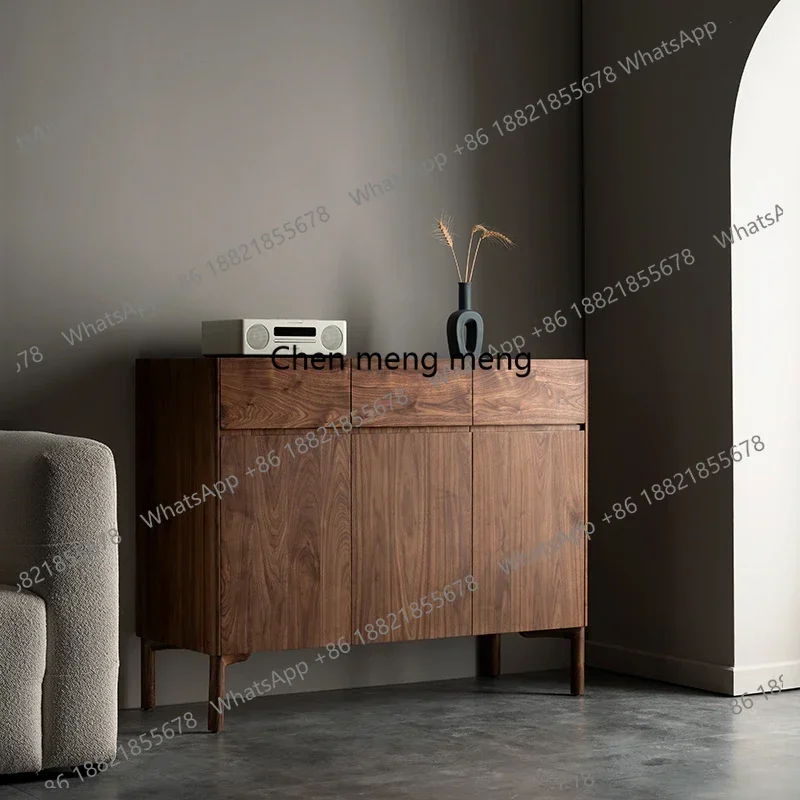 

Z136 Nordic Black Walnut Solid Wood Sideboard Entryway Japanese Style Living Room Sofa Storage Cabinet
