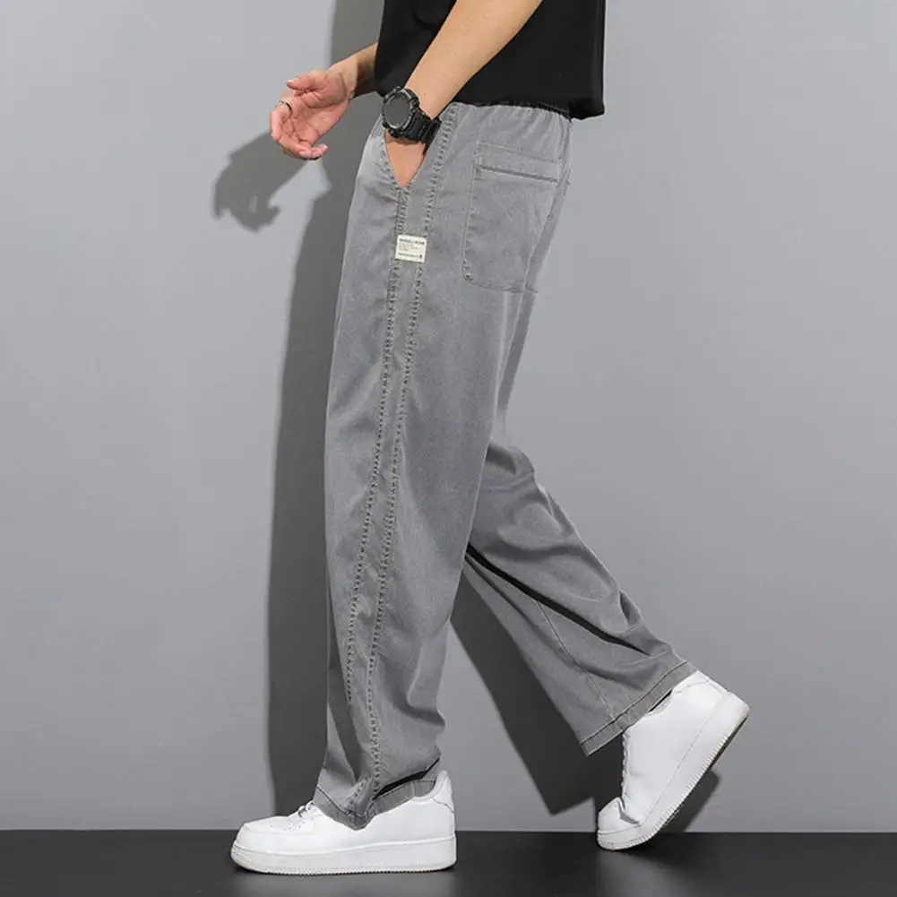 Pantalon de survêtement à jambes larges pour hommes, poches latérales, taille Wstring, vêtements de sport solides, vêtements de jogging décontractés, style fjjaponais