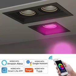 Led Gu10 Tuya Smart Downlight Wifi Rgbwc Dimmable Embedded Spot Lights Bracket Indoor Living Room Bedroom Decorative Lighting