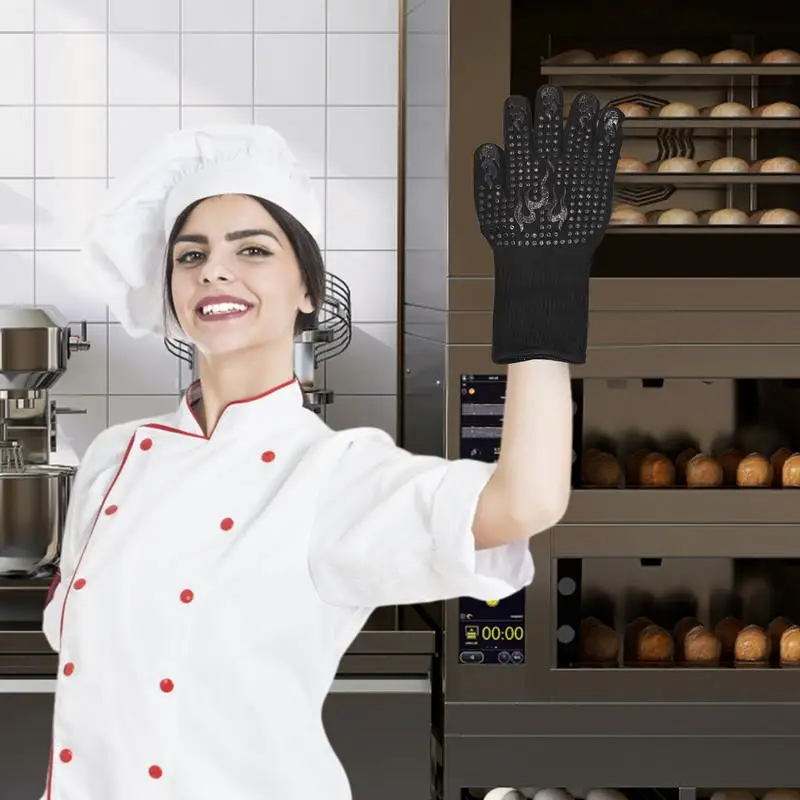 

Kitchen Gloves For Oven 800 Degrees Heat Resistant Soft Grilling Gloves Multifunctional Cooking Mittens 2pcs Comfortable