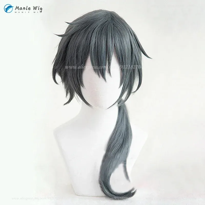 Es louco: b shiina niki peruca cosplay 60cm cinza escuro shiina niki anime perucas resistentes ao calor cabelo sintético + touca peruca