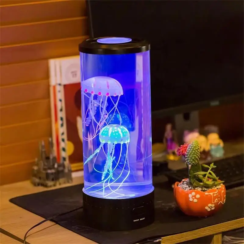 Jellyfish Lamp 7Colors Mood Color-Changing LED Aquarium Ocean Night Light Bedroom Desktop Decor Light Birthday Gift for Kids