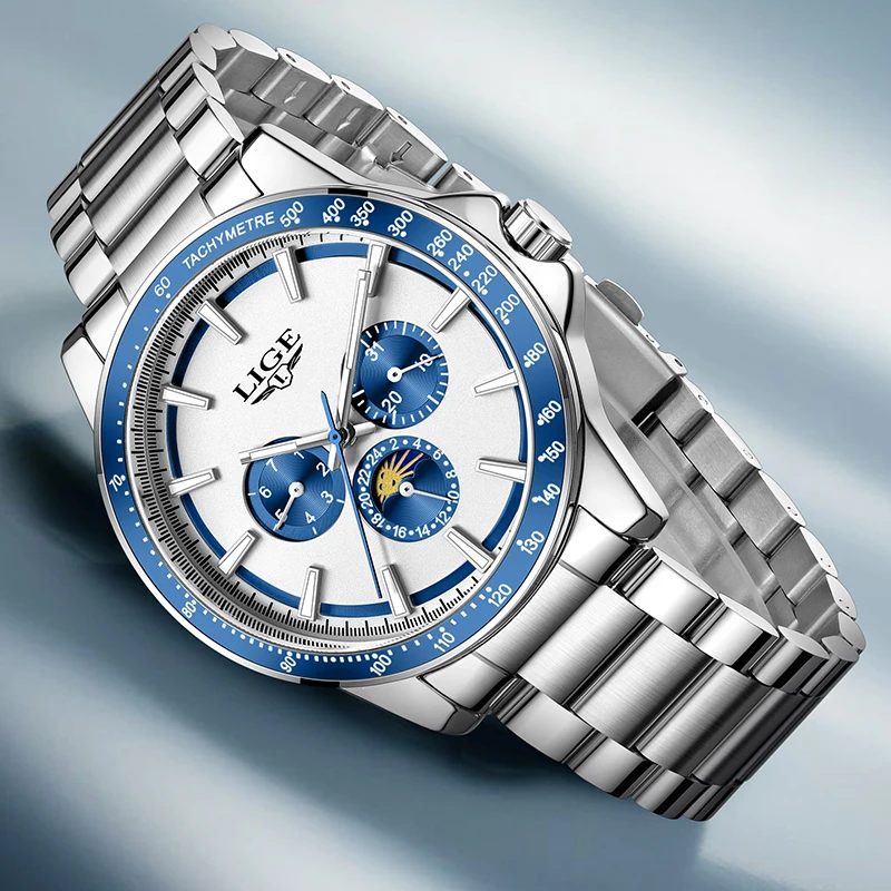 

2026 LIGE New Luxury Mens Watch Fashion Business Quartz Wristwatches Sports 30M Waterproof Luminous Steel Watches Men Gift Reloj