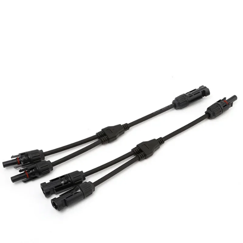 1 Pair 2 in 1 adapter Solar Panel Adaptor Cable connector Y type three way plug Parallel connection of battery plate assembly