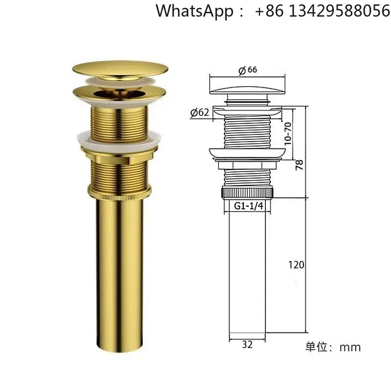 

Weihao Gold Basin Drain Rotating Basin Waste Drainer Pop up Extension Tube Brass Sink Drain Bathroom