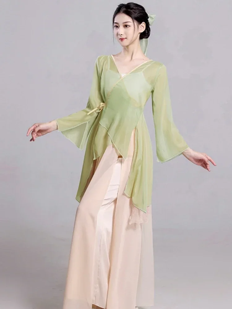 Chinese Stijl Hanfu Klassieke Danskostuums Vrouwelijke Elegante Nationale Yangko Dansvoorstelling Traditionele Fan Danskleding