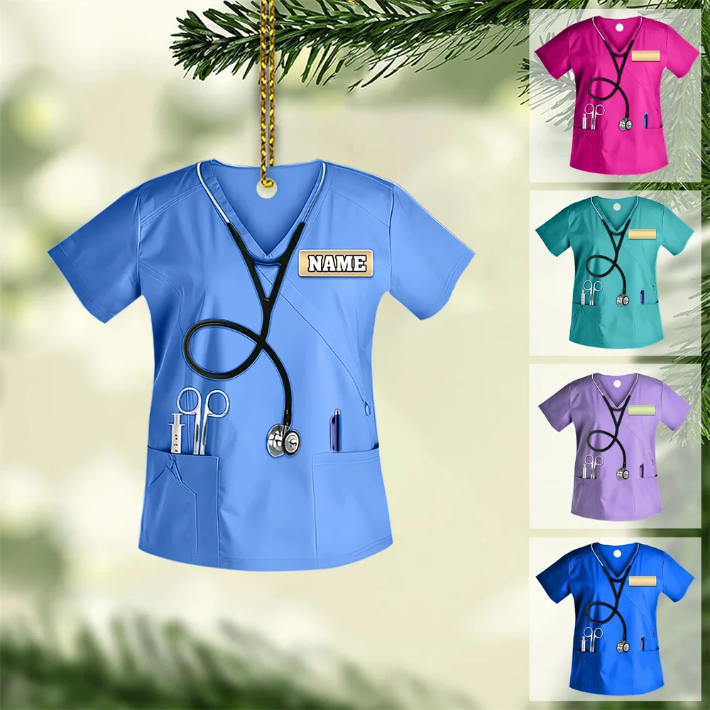 Creative Doctor Nurse Uniform Pendant Hanging Keychain 2D Flat Acrylic Keyring Home Decor Car Interior Accessories Jewelry Gifts