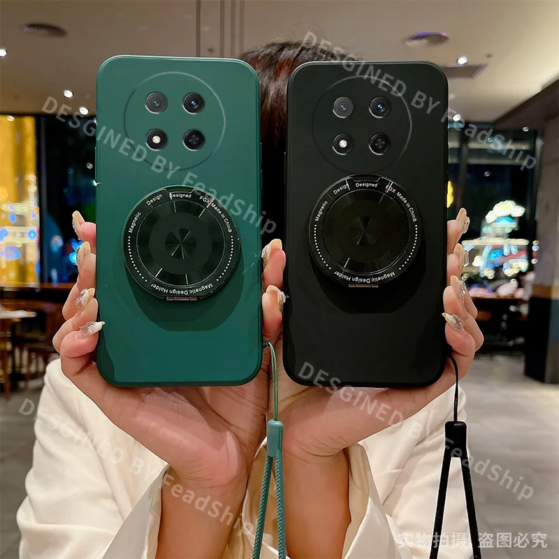 Чехол-магнитный держатель для телефона Honor X9B X9A X9C, силиконовый чехол для Honor Magic 6 5 7 Lite, мягкий чехол с кронштейном, пленка для экрана