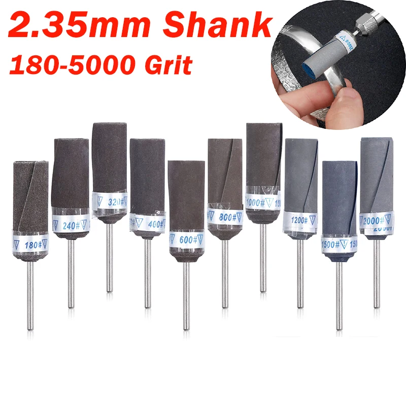 

2.35mm Shank 180-5000 Grit Cylindrical Sandpaper Rod Grinding Head Sanding Belt Sandpaper Grinding Polishing Bands Wheel