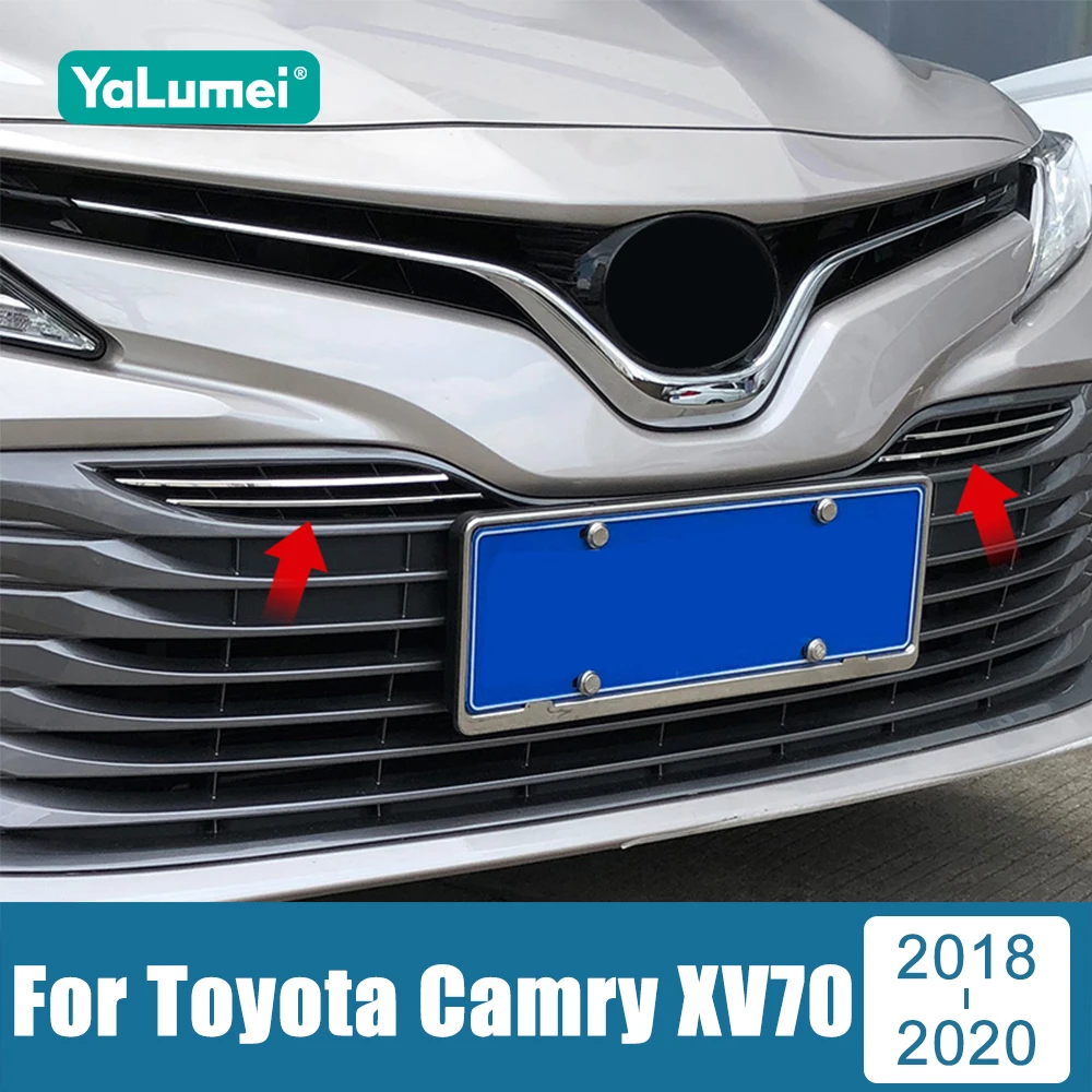

For Toyota Camry 70 XV70 LE XLE 2018 2019 2020 Stainless Car Front Bumper Lower Grille Trim Cover Middle Mesh Bright Strips