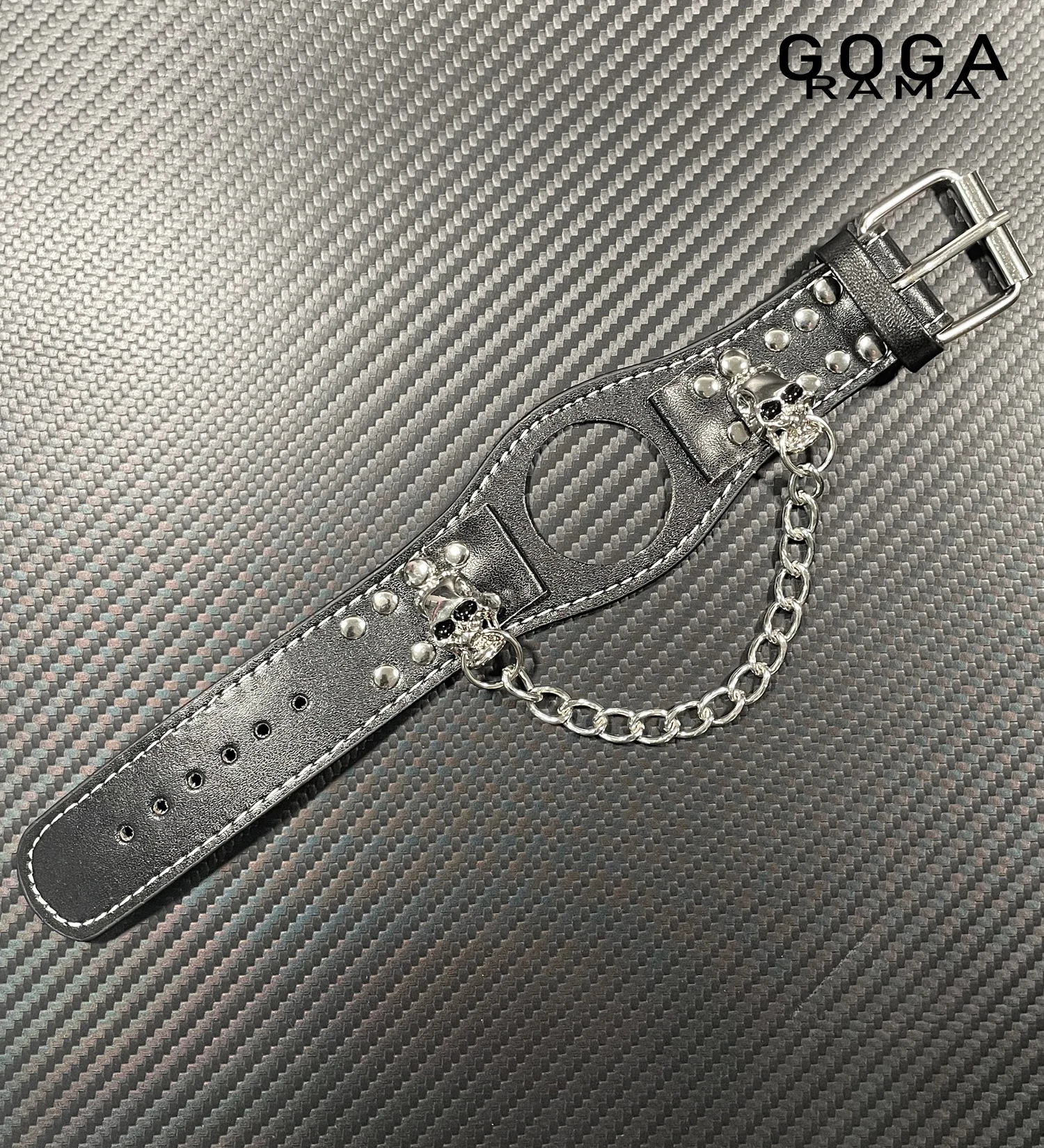 

Ремешок GOGARAMA Classic Black Skull из натуральной кожи для Samsung Galaxy Watch 8 Ultra 2 7 6 5 4 Classic