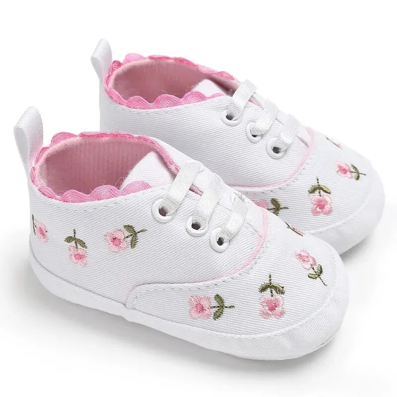 Meckior neonata scarpe di tela Casual fiore suola in cotone scarpe da bambino antiscivolo scarpe da culla per primi camminatori infantili femminili