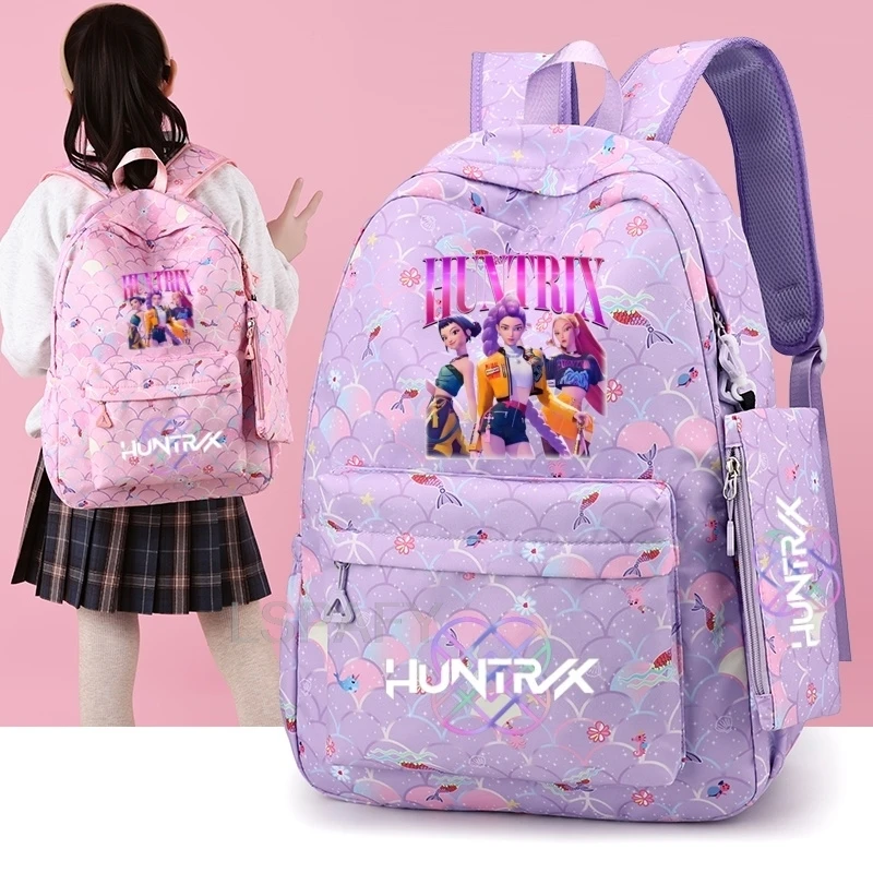 KPop Demon Hunters Kinder-Schultasche, süßer Rucksack für Mädchen, Jungen, Kinder, wasserdichte Rucksäcke, Teenager-Büchertasche mit großem Fassungsvermögen