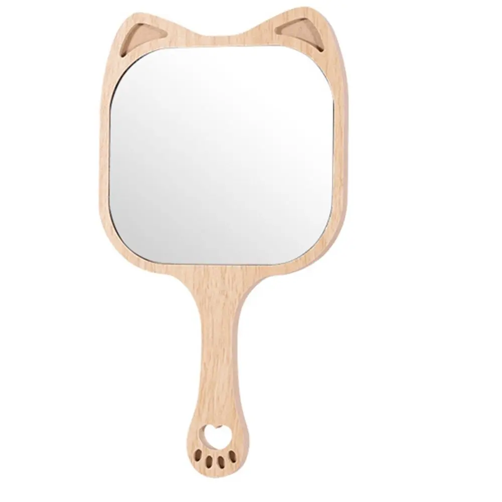 Creative Makeup Mirror with Handle Single-Sided with Animal Ears Handheld Mirror with Hanging Hole Square/Round Cosmetic Mirror