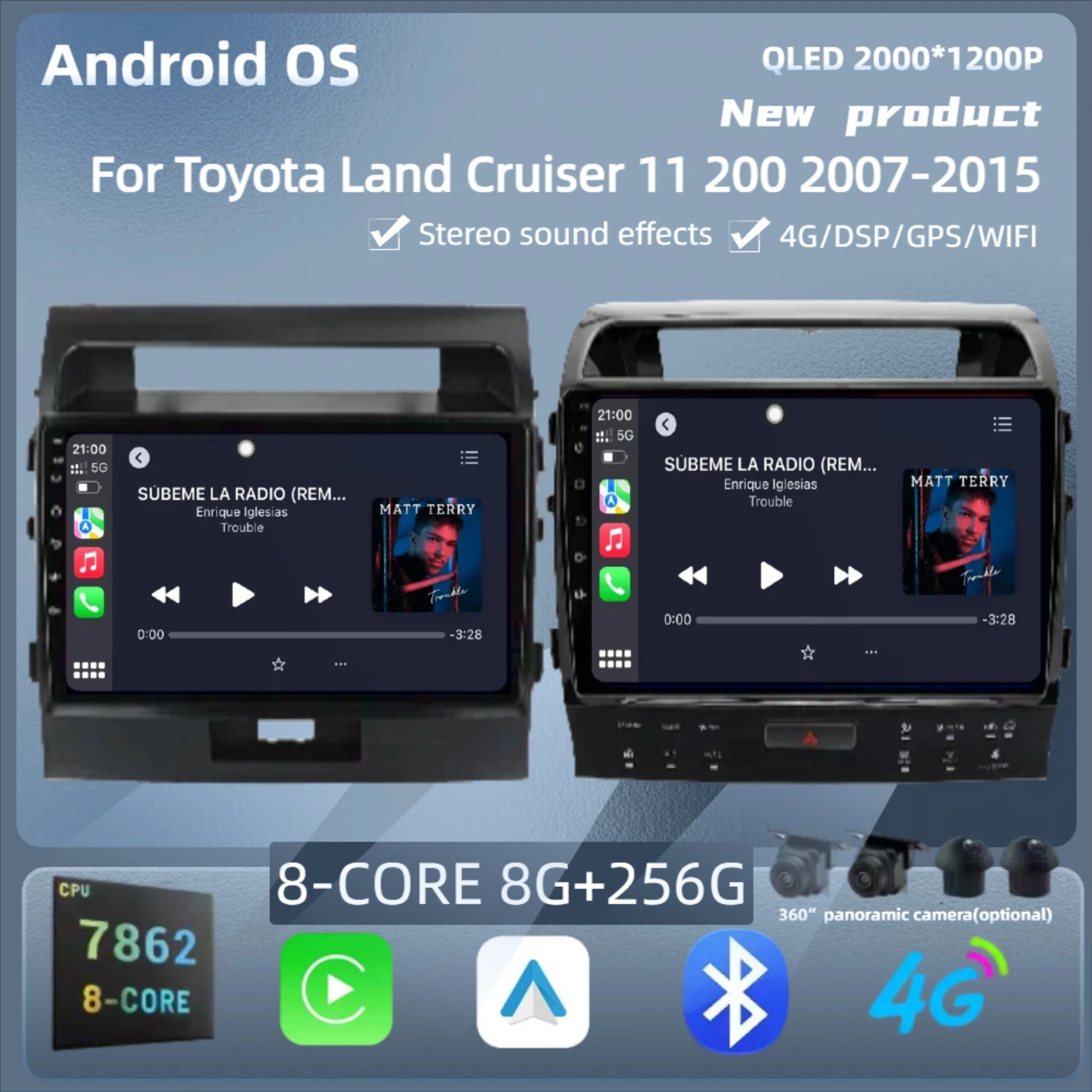 

For Toyota Land Cruiser 11 200 2007-2015 Car Radio Android 14 Bluetooth Navigation 4G GPS
