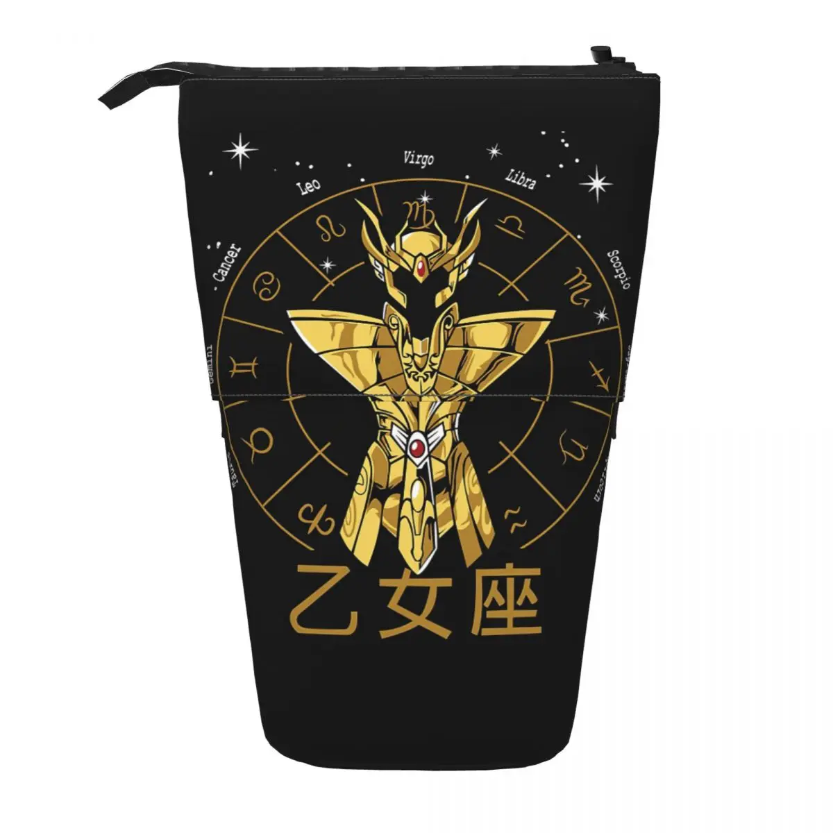 Virgo Cloth - Shaka Gold Cloth Saint Seiya Pen Box Student School Zipper Pen Bag Vertical Retractable Pencil Case