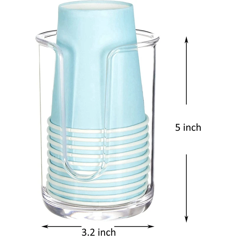 PORK-suporte acrílico do distribuidor do copo do banheiro para o copo de papel descartável, suporte dos copos do enxaguatório bucal para o contador do quarto dos hóspedes do banheiro