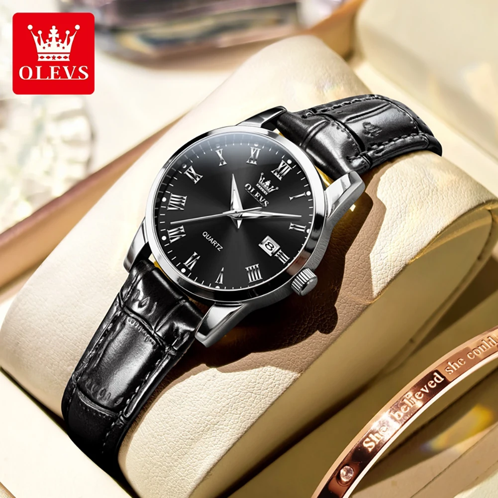 

OLEVS Women's Watches Casual Fashion Leather Strap Original Brand Quartz Wristwatch for Girl Waterproof Luminous Date 5892 New
