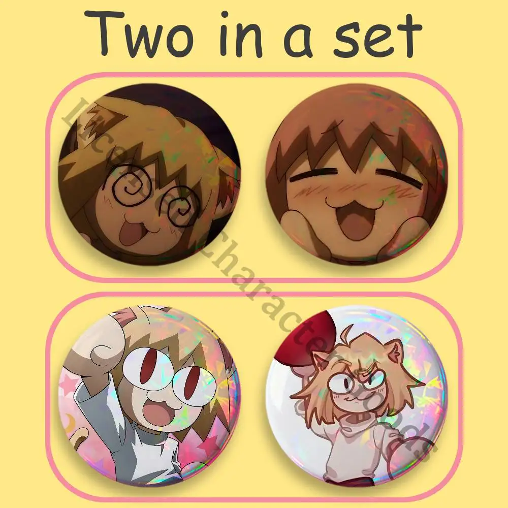 N-Neco-A-Arc Badges 25 32 44 58 75 mm Round Cosplay Pin Backpack Decor Collect Gifts Brooch 2-Piece Set