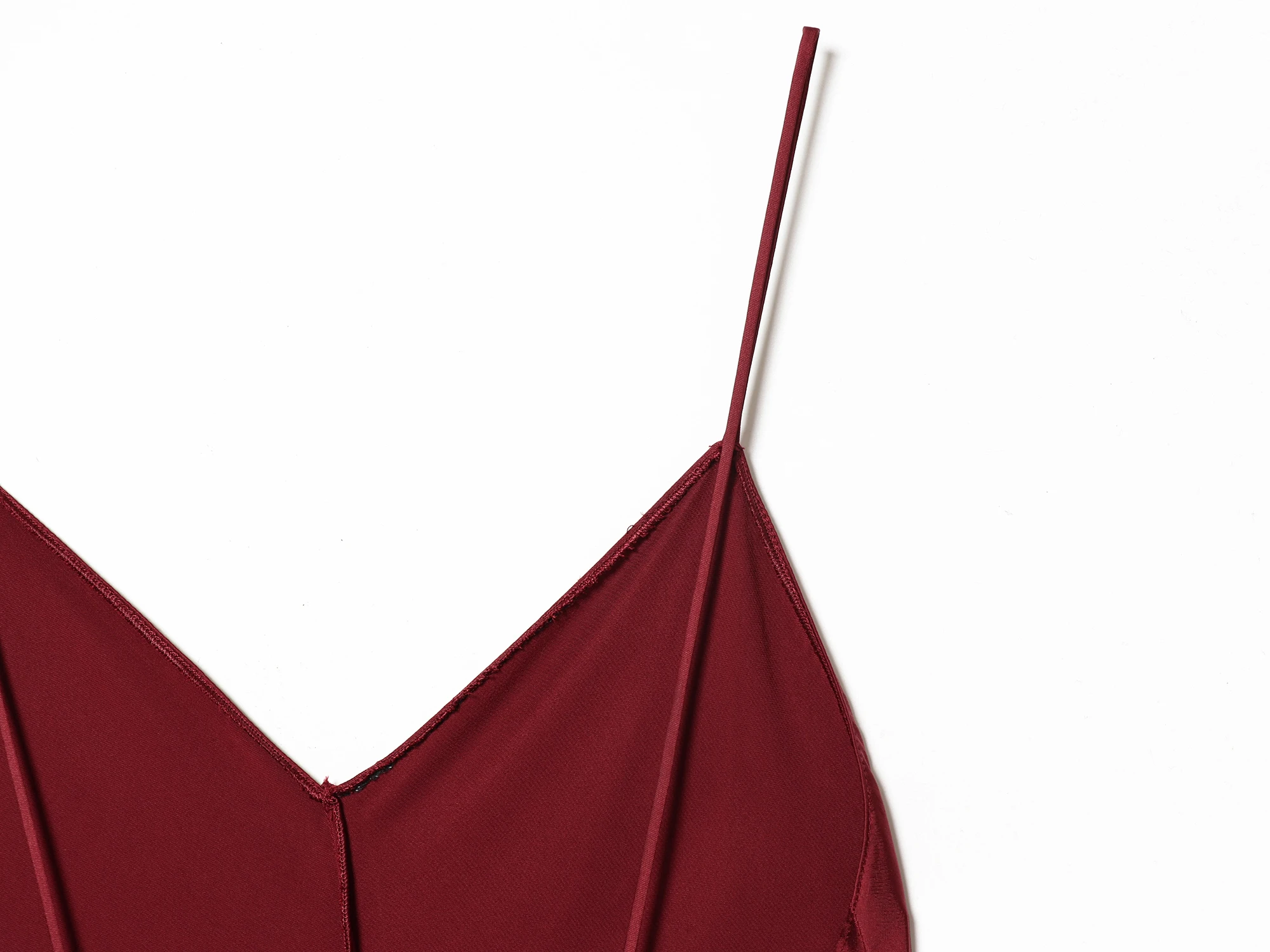 ETJ women's spring new elegant sexy halter skirt droop feel red V-neck slit A-word version of thin shoulder belt halter skirt