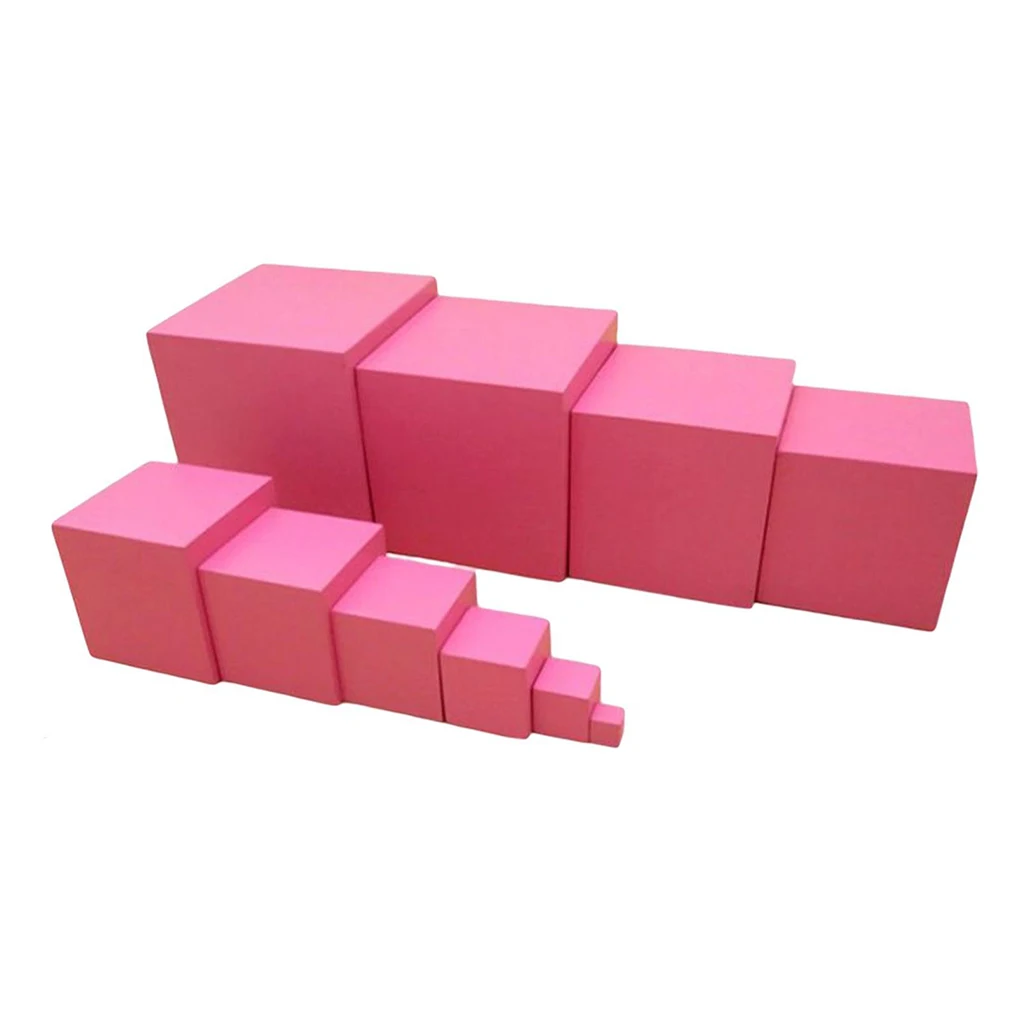 لعبة مطابقة حجم البرج الوردي لتعلم مونتيسوري لمرحلة ما قبل المدرسة للأولاد والبنات #1