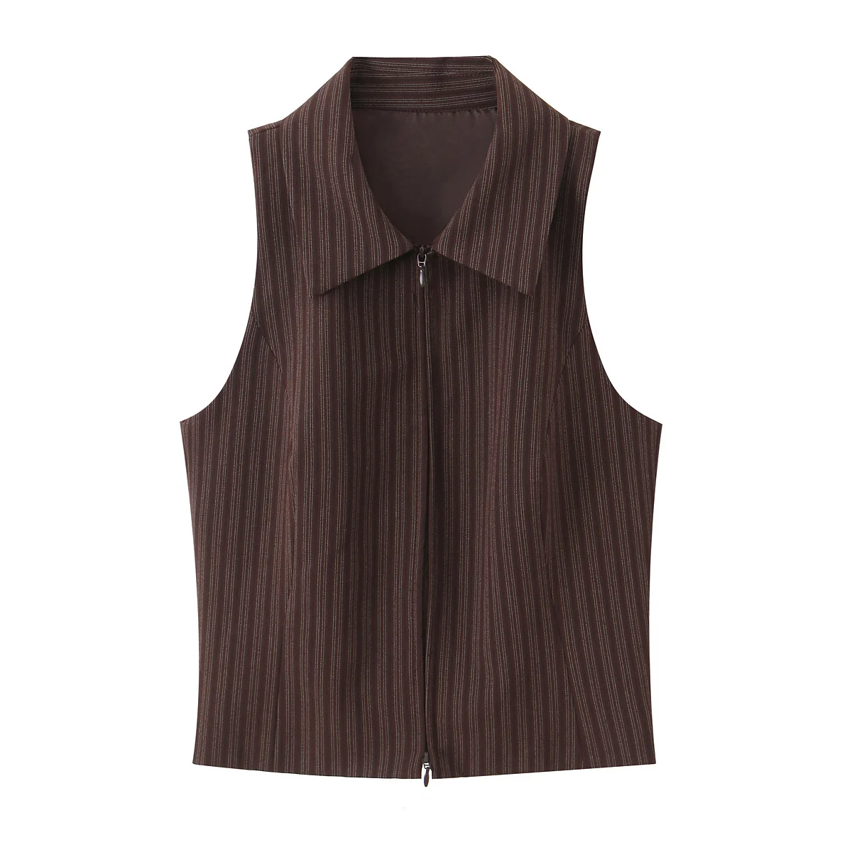 NLZGMSJ 2026 Lente Casual Chic Gestreepte Vrouwen Pakken Mouwloos Kort Vest Hoge Taille Wijde Pijpen Broek Mode Pakken