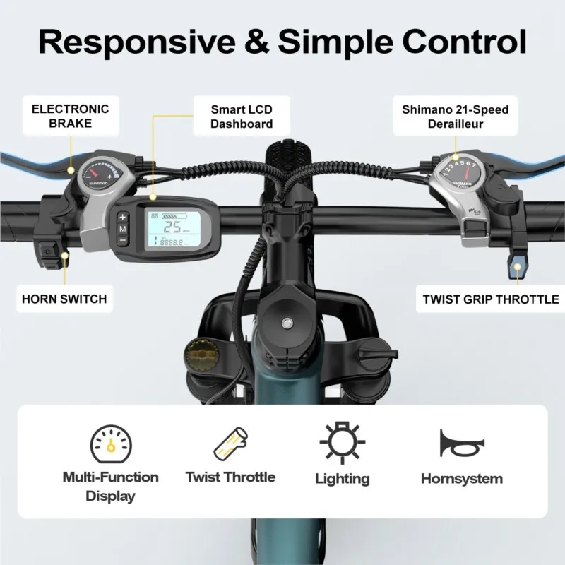 New Integrated Wheel Optional Multi-Function Mountain Bike Lithium Battery 21-Level Variable Speed Electric Bicycle image 10