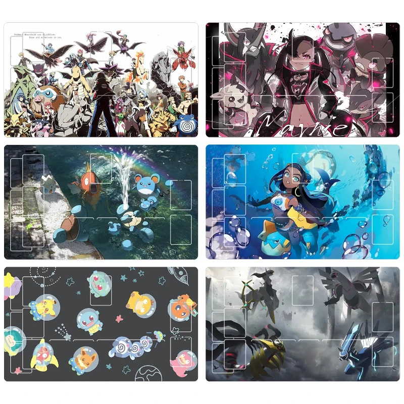 

PTCG Pokemon Dedicated GAME Card Mat Battle Marnie Nessa Arceus Eevee Rayquaza Gift Toy Anime Table Mat 60*35*0.2cm
