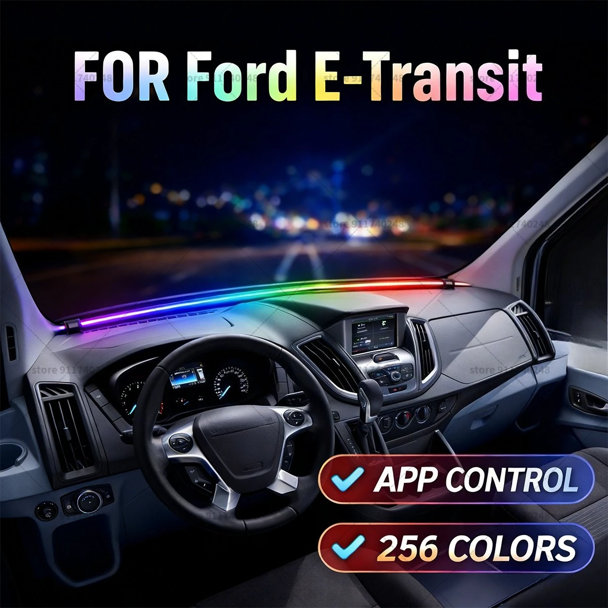 

Декоративная световая полоса для Ford E-Transit, цветная акриловая звукоизоляционная полоса для лобового стекла, атмосферная подсветка