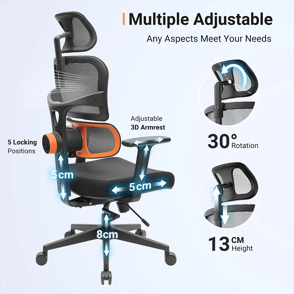 NEWTRAL-silla ergonómica con soporte para la espalda inferior, reposacabezas con reposabrazos ajustable, Base de nailon, alta calidad, NT001