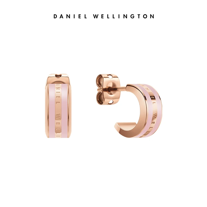 Daniel Wellington Emalie Earrings Cherry Blossom Rose Gold Light Pink Red Blush Enamel Stud Earrings Women Luxury Jewelry Gift