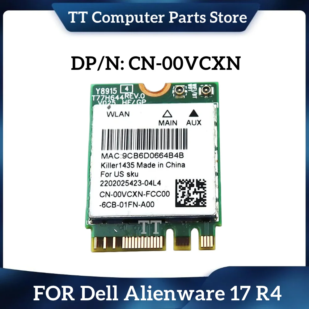 TT For Dell Alienware 17 R4 Wireless 802.11ac Card 0VCXN 00VCXN CN-00VCXN WLAN Killer 1435 M.2 Tested Fast Ship