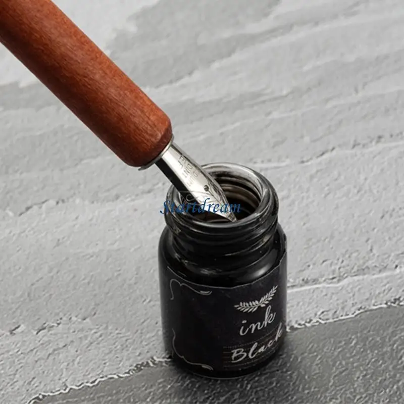 Wooden Pen Adjustable Metal Flange for Beginner Artist Drawing K92C