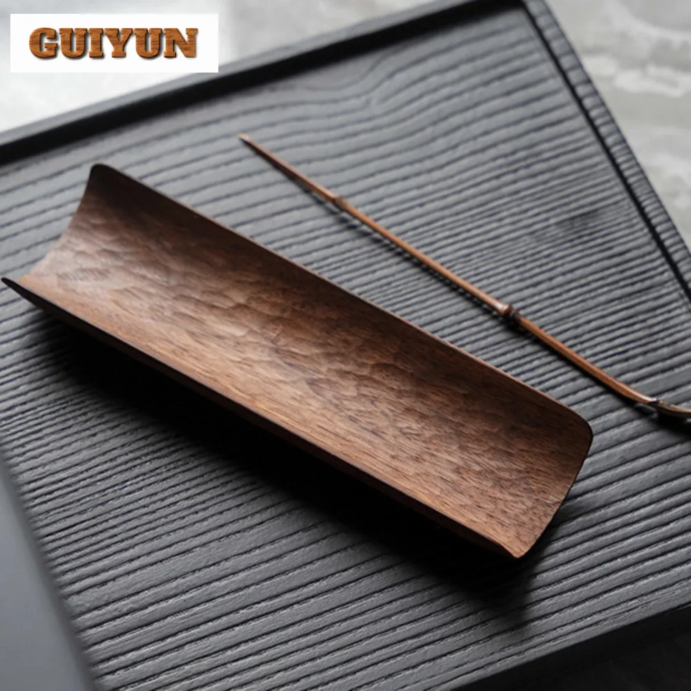 Black Walnut Wood Tea Scoop Handmade Tea Presentation Vessel Shovel Chahe Household Appreciation Ladle Dahongpao Teaware Craft