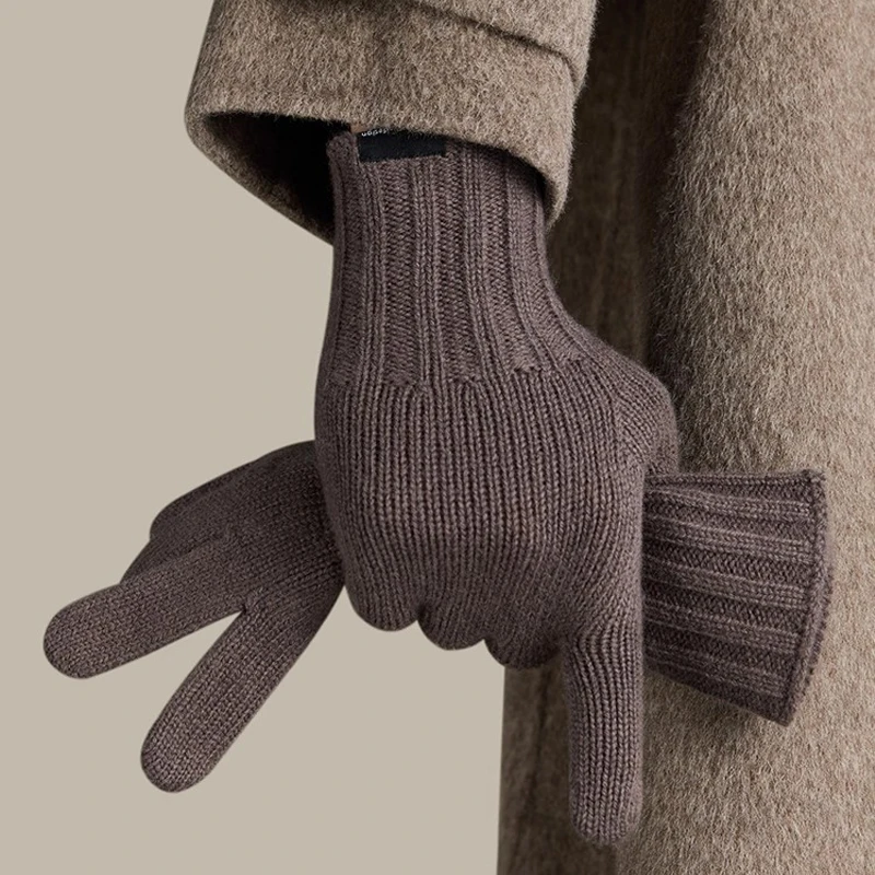 Men's Wool Thick Winter Gloves Touchscreen Compatible Warm Soft Anti-Pilling Stretch Fingers Skin-Friendly Gift