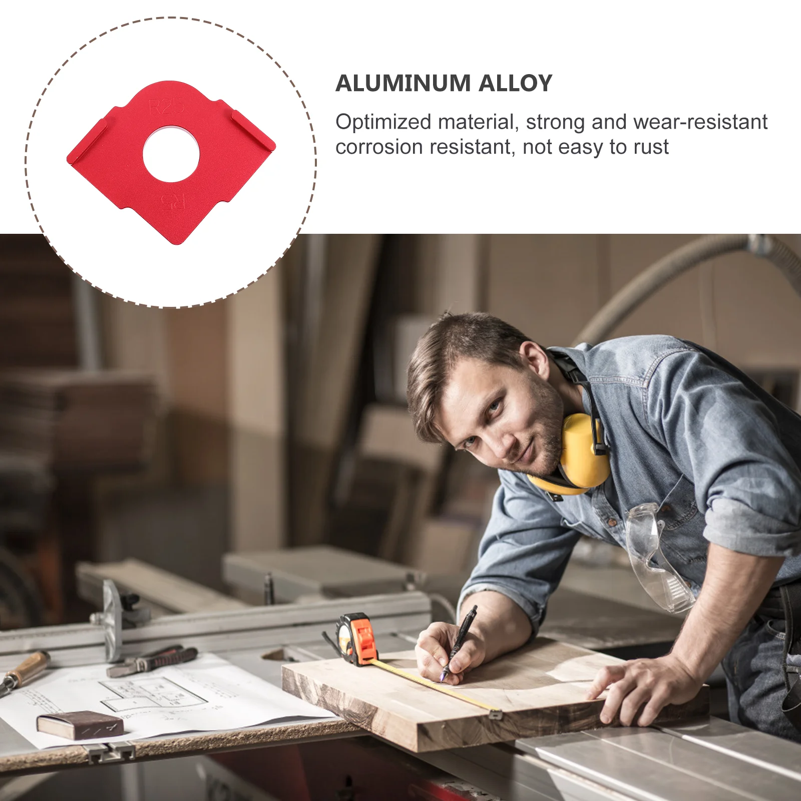 

Aluminum Alloy Round Corner Positioner R Template Woodworking Milling Trimming Tool Durable Rust Resistant Fast Locator Rounding