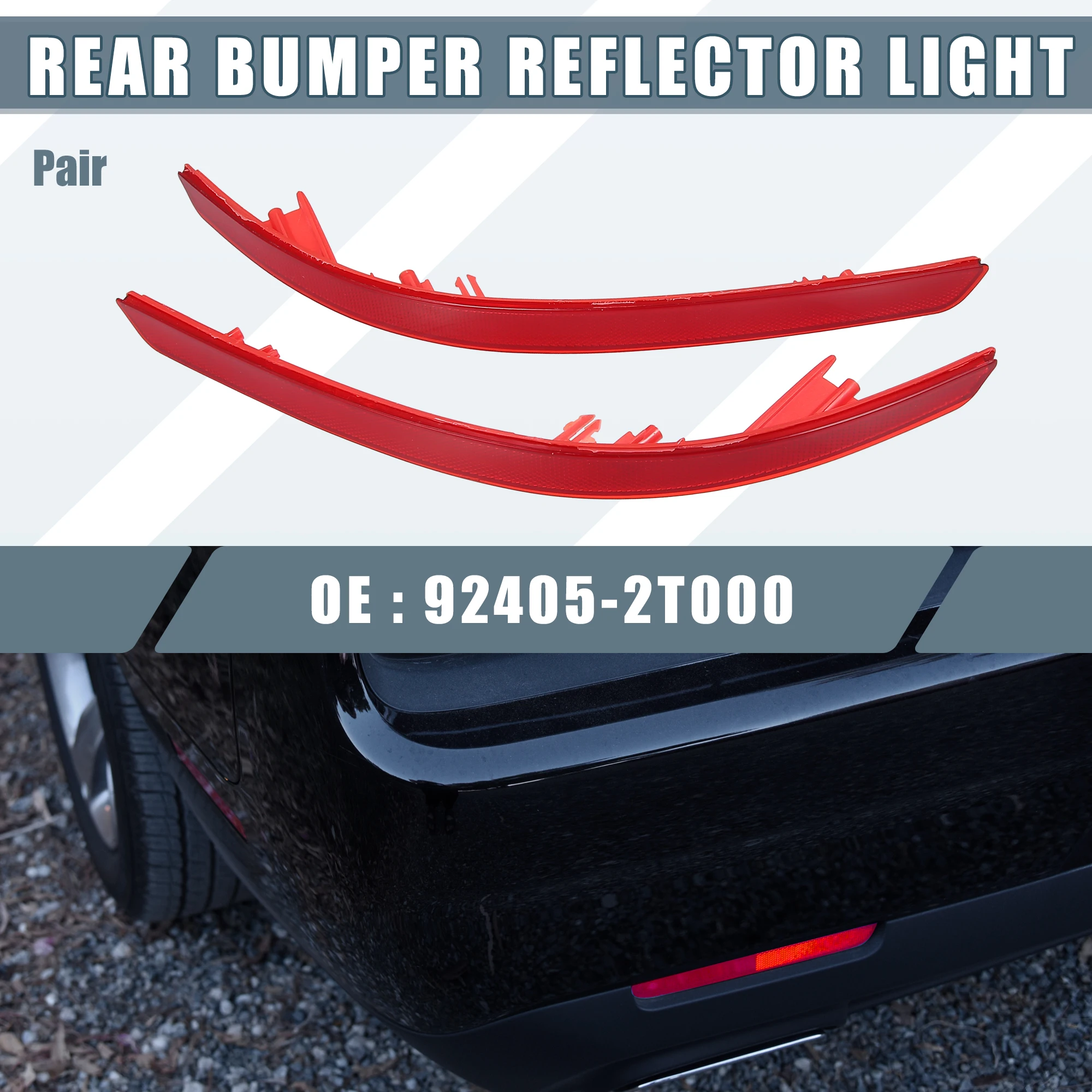 Uxcell Rear Bumper Reflector Light 92405-2T000 for Kia Optima Magentis K5 2011-2013 Left Right Side Red 1 Pair