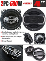 2PCS 600W 4 Inch 4Way HiFi Coaxial Speaker With Dust Cover and Audio Cable Universal Car Door Auto Audio Music Stereo Full Range