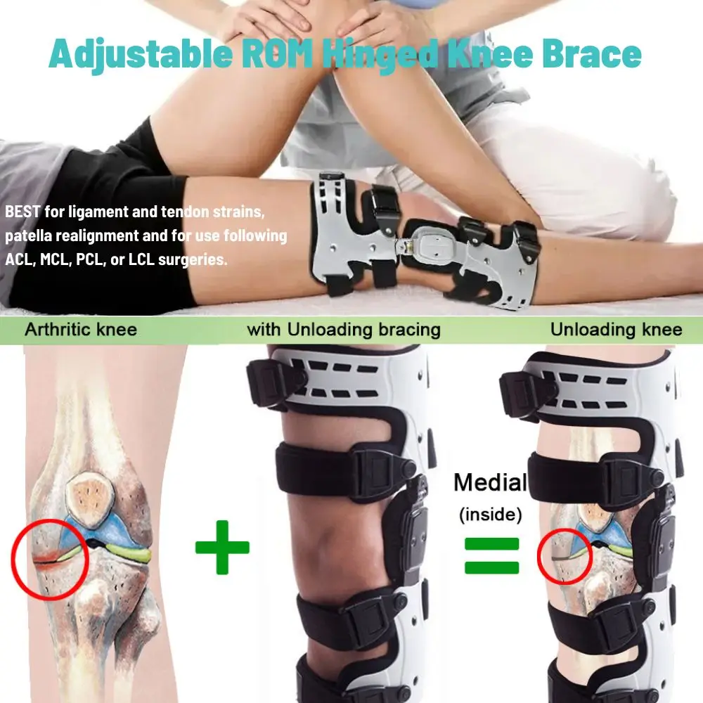 Joelheira de descarga, joelheira de descarga medial para alívio da dor da artrite, osteoartrite, osso no dor nas articulações do joelho