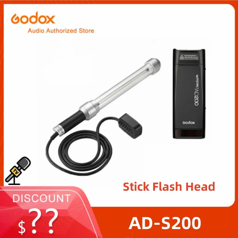 Godox AD-S200 200W Stick Flash Head for AD200/AD200Pro Speedlite Flash 360degrees Spread of light handheld Tube Light Stick Tube