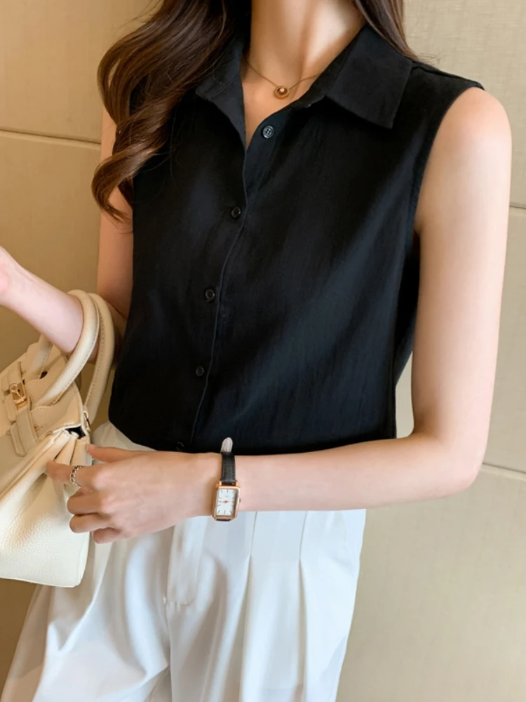 Summer Women Shirt Sleeveless Womens Tops and Blouses Elegant Yellow Blouses for Women Basic Womens Blouses OL Clothes for Women