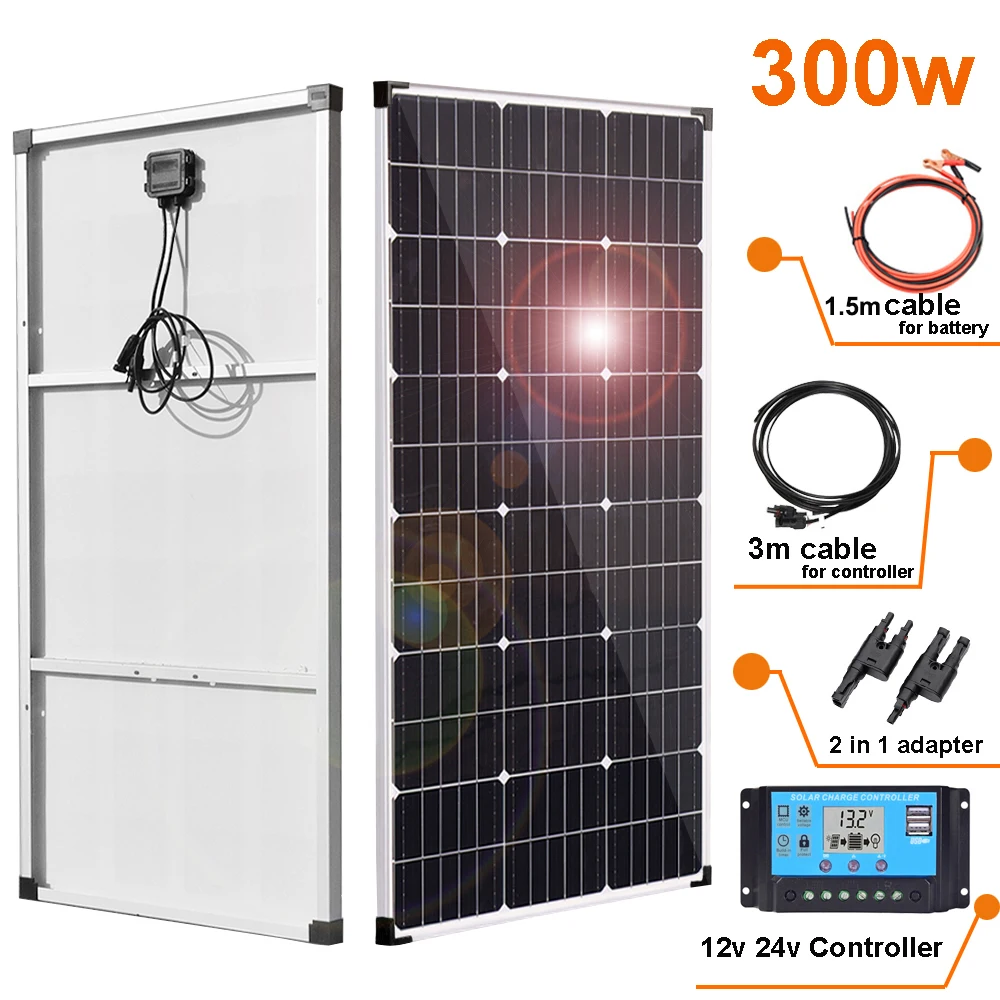 WATERDICHT 300W 150W ZONNEPANEEL ALUMINIUM FRAME 12V 24V BATTERIJLADERSYSTEEM/KIT VOOR THUIS CAMPER JACHT DAK EU MAGAZIJN DHL