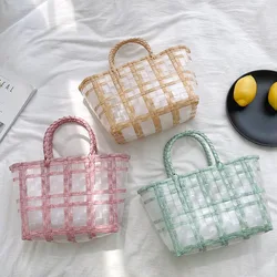 Plastic Storage Baskets Shopping Home Vegetable Bath Picnic Hand Woven Bags Pets