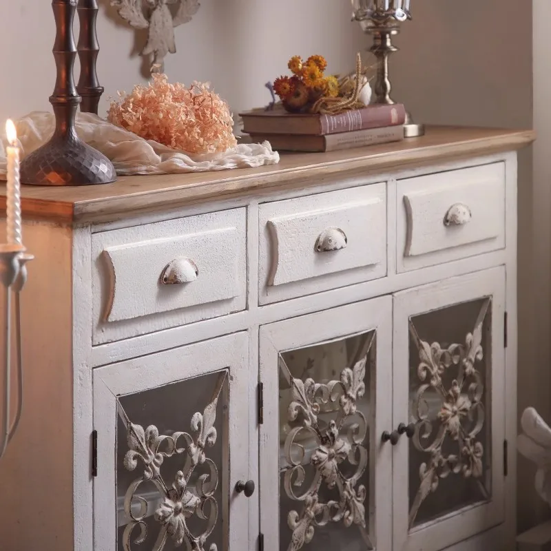 خزانة مدخل مزخرفة قديمة منحوتة لغرفة المعيشة خزانة أحذية منزلية B & B خزانة جانبية لتناول الطعام