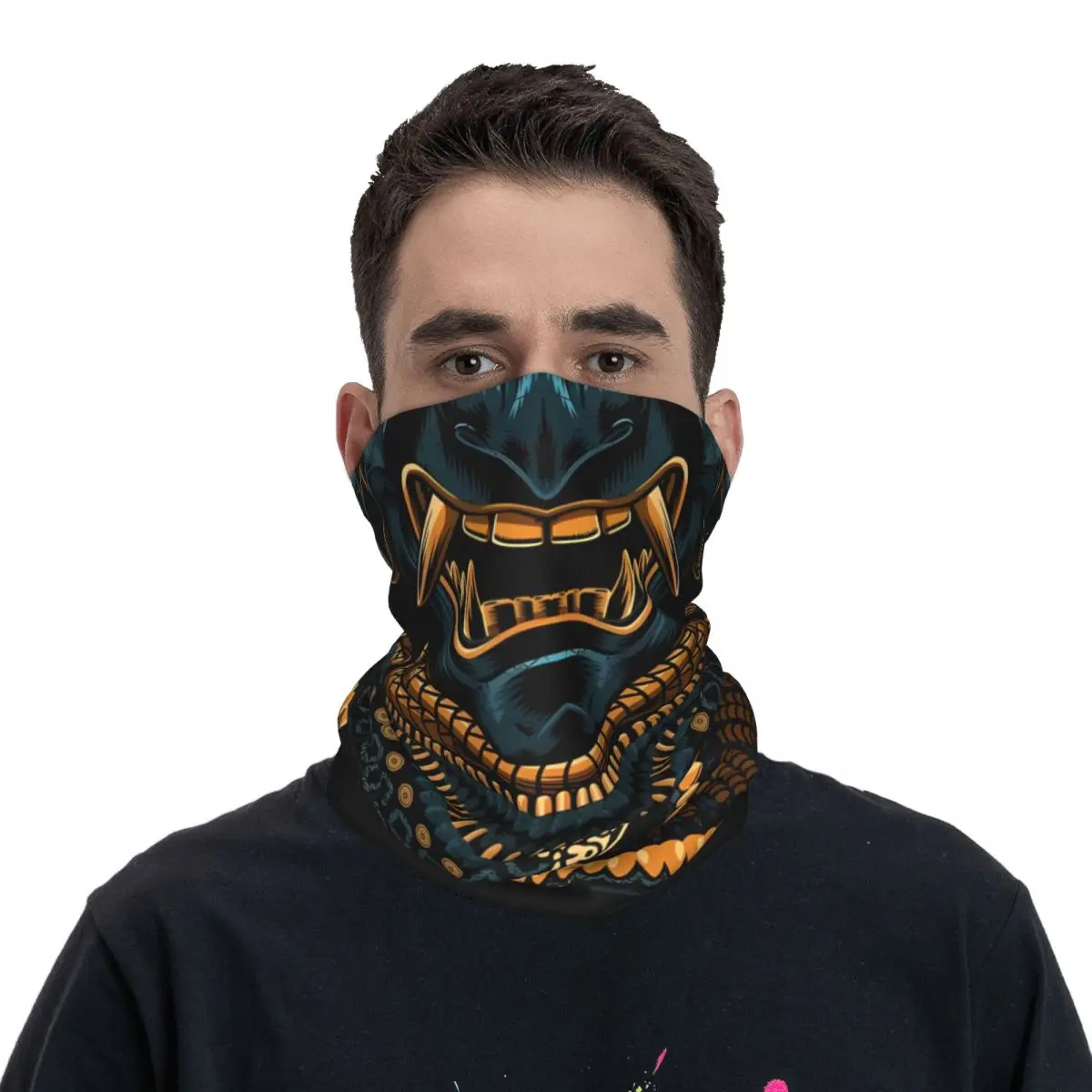 Impresionante Samurai Gold Thin Wrap bufanda Bandana cuello polaina cubierta de la cara diadema