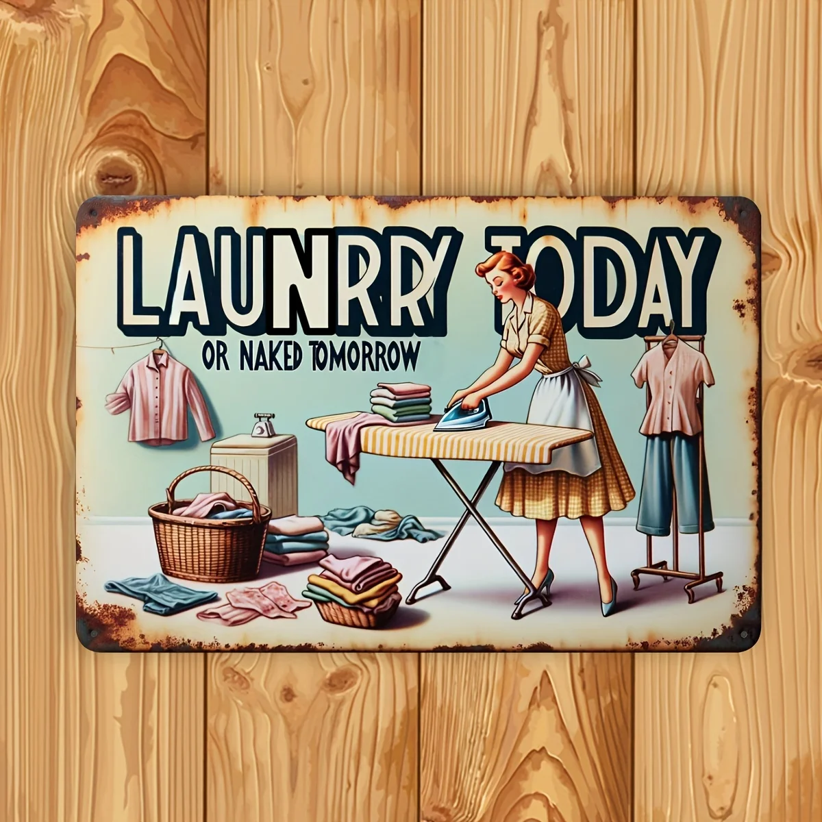 Room Decor  Vintage Metal Laundry Sign, Laundry Today or Tomorrow Wall Art, Retro Home Decor, Room Accent, Durable Metal Plaqu